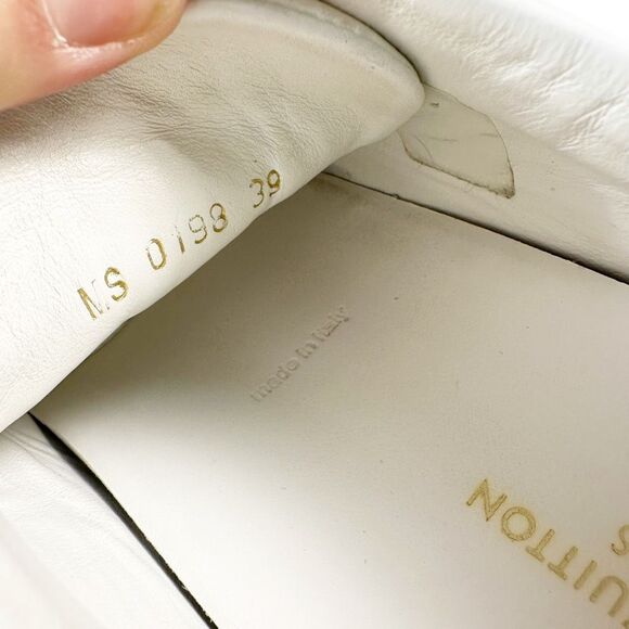 LOUIS VUITTON Frontrow Floral Sneakers Size 39 US 8.5 Lace Up Logo Low Top White - Picture 11 of 13